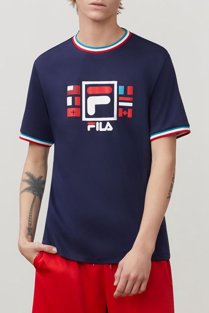Fila T-Shirt Mens Navy - Renato - Philippines 5942631-MY